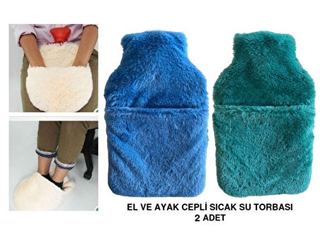 SICAK SU TORBASI 2 ADET,CEPLİ PELUŞ TERMOFOR 32,5x17,5cm  1500 ML