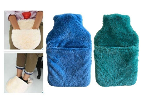 SICAK SU TORBASI 2 ADET,CEPLİ PELUŞ TERMOFOR 32,5x17,5cm  1500 ML