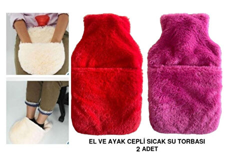 SICAK SU TORBASI 2 ADET,CEPLİ PELUŞ TERMOFOR 32,5x17,5cm  1500 ML