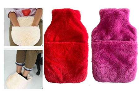 SICAK SU TORBASI 2 ADET,CEPLİ PELUŞ TERMOFOR 32,5x17,5cm  1500 ML