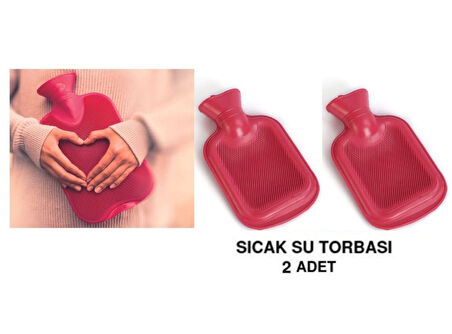 SICAK SU TORBASI 2 ADET,PEMBE KAUÇUK TERMOFOR 21X15X1,8CM 250 ML