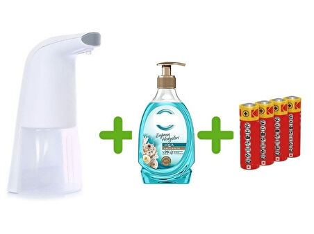 SENSÖRLÜ FOTOSELLİ SIVI SABUNLUK,PİLLER DAHİL 21X5X10CM VE BİR ADET 392 ML SIVI SABUN AQUA VE DENİZ ESİNTİSİ