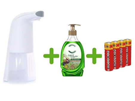SENSÖRLÜ FOTOSELLİ SIVI SABUNLUK,PİLLER DAHİL 21X5X10CM VE BİR ADET 392 ML SIVI SABUN ZEYTİNYAĞI VE BERGAMOT