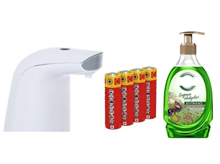 SENSÖRLÜ FOTOSELLİ SIVI SABUNLUK,PİLLER DAHİL 21X5X10CM VE BİR ADET 392 ML SIVI SABUN ZEYTİNYAĞI VE BERGAMOT
