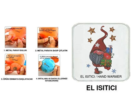 YILDIZLI NOEL CÜCESİ CEP SOBASI,EL ISITICI,SICAK SU TORBASI PVC  10x9,5cm