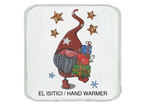 YILDIZLI NOEL CÜCESİ CEP SOBASI,EL ISITICI,SICAK SU TORBASI PVC  10x9,5cm