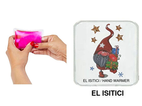 YILDIZLI NOEL CÜCESİ CEP SOBASI,EL ISITICI,SICAK SU TORBASI PVC  10x9,5cm