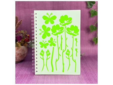 DEFTER STİCKER,LAPTOP STİCKER YEŞİL ÇİÇEKLİ  PVC 48X33X0,5CM