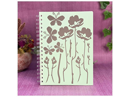 DEFTER STİCKER,LAPTOP STİCKER GRİ ÇİÇEKLİ  PVC 48X33X0,5CM