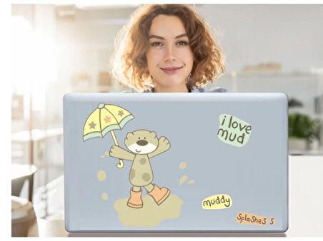 DEFTER STİCKER,LAPTOP STİCKER SEVİMLİ AYI DESENLİ PVC 70X50X0,5CM