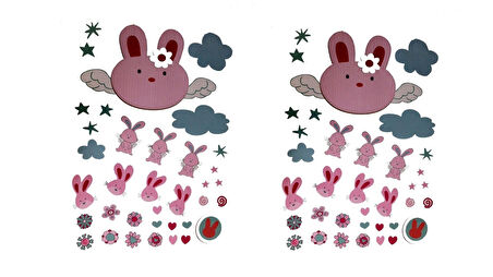 2 ADET DEFTER STİCKER,LAPTOP STİCKER TAVŞAN DESENLİ PVC 70X50X0,5CM