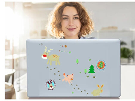 2 ADET DEFTER STİCKER,LAPTOP STİCKER  ORMANLI DESENLİ PVC 48X33X0,5CM