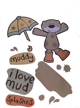 2 ADET DEFTER STİCKER,LAPTOP STİCKER SEVİMLİ AYI DESENLİ PVC 70X50X0,5CM