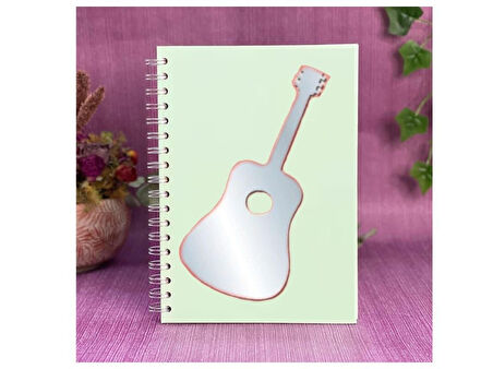 2 ADET DEFTER STİCKER,LAPTOP STİCKER  AYNALI  GİTAR ŞEKİLLİ 34X15X0,6CM
