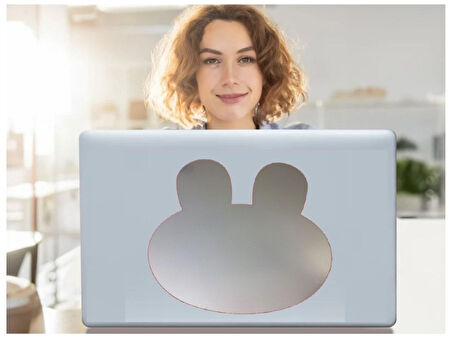 2 ADET DEFTER STİCKER,LAPTOP STİCKER  AYNALI TAVŞAN ŞEKİLLİ 20X20X0,6CM