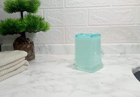 2 ADET DİŞ FIRÇALIK BUZ MAVİSİ AKRİLİK 6X6X11CM BANYO SETİ