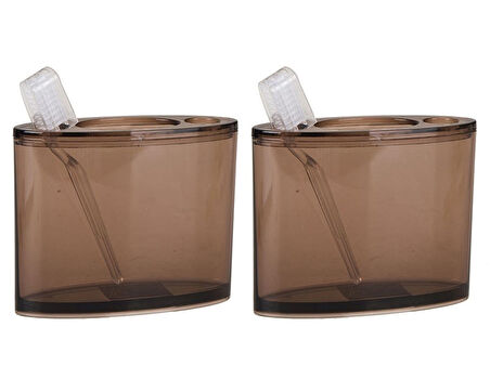 2 ADET DİŞ FIRÇALIK OVAL KAHVERENGİ AKRİLİK 13X5X10CM BANYO SETİ