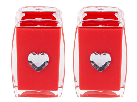 2 ADET DİŞ FIRÇALIK KRİSTAL TAŞLI KIRMIZI KALPLİ AKRİLİK 6X6X11CM BANYO SETİ