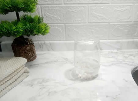 2 ADET DİŞ FIRÇALIK BEYAZ İNCİLİ AKRİLİK 8X8X11CM BANYO SETİ