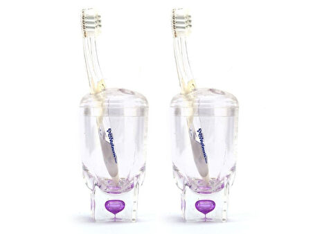 2 ADET DİŞ FIRÇALIK MOR DAMLALI AKRİLİK 7X7X14CM BANYO SETİ