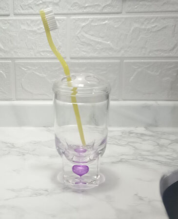 2 ADET DİŞ FIRÇALIK MOR DAMLALI AKRİLİK 7X7X14CM BANYO SETİ