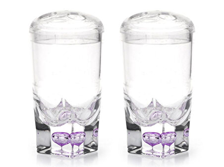 2 ADET DİŞ FIRÇALIK MOR DAMLALI AKRİLİK 7X7X14CM BANYO SETİ