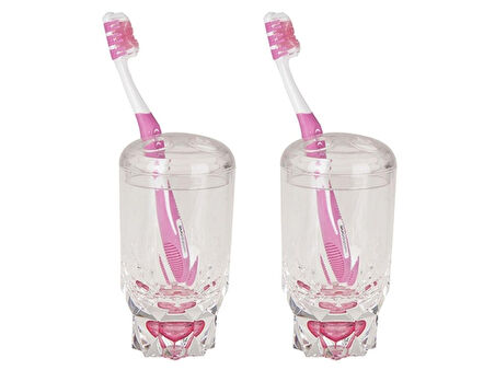 2 ADET DİŞ FIRÇALIK KRİSTAL DAMLALI AKRİLİK 7X7X14CM BANYO SETİ