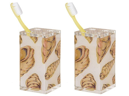2 ADET DİŞ FIRÇALIK İSTİRİDYE AKRİLİK  6X6X12CM BANYO SETİ