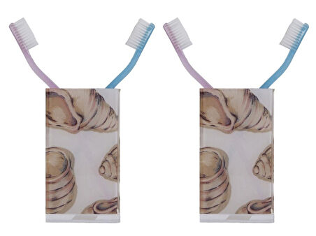 2 ADET DİŞ FIRÇALIK VE MACUN KABI İSTİRİDYE AKRİLİK 6X6X12CM 300ML BANYO SETİ