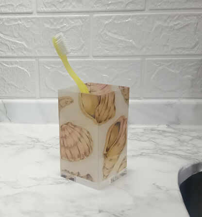 2 ADET DİŞ FIRÇALIK VE MACUN KABI İSTİRİDYE AKRİLİK 6X6X12CM 300ML BANYO SETİ