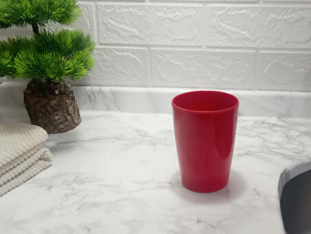 2 ADET DİŞ FIRÇALIK VE  MACUN KABİ KIRMIZI MELAMİN 8X8X11CM 400ML BANYO SETİ