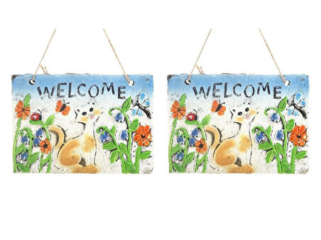 2 ADET ASILABİLİR BALKON VE BAHÇE SÜSÜ HOŞGELDİN KEDİLİ 21X16X1,2CM DUVAR SÜSÜ,TAŞI BALKON,BAHÇE VE ODA DEKOR  HOŞGELDİNİZ TABLO,TABELA