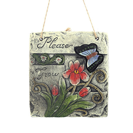 2 ADET ASILABİLİR BALKON VE BAHÇE SÜSÜ KELEBEK DESENLİ 14X13X3CM DUVAR SÜSÜ,TAŞI BALKON,BAHÇE VE ODA DEKOR  HOŞGELDİNİZ TABLO,TABELA