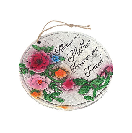 2 ADET ASILABİLİR BALKON VE BAHÇE SÜSÜ GULLU,ANNE TEMALI YUVARLAK 15X15X1,1CM DUVAR SÜSÜ,TAŞI BALKON,BAHÇE VE ODA DEKOR  HOŞGELDİNİZ TABLO,TABELA