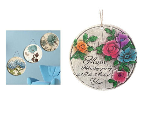 2 ADET ASILABİLİR BALKON VE BAHÇE SÜSÜ GELİNCİKLİ,ANNE TEMALI YUVARLAK 15X15X1,1CM DUVAR SÜSÜ,TAŞI BALKON,BAHÇE VE ODA DEKOR  HOŞGELDİNİZ TABLO,TABELA