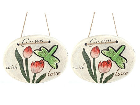 2 ADET ASILABİLİR BALKON VE BAHÇE SÜSÜ YEŞİL YUSUFÇUK DESENLİ OVAL 17X15X1,3CM DUVAR SÜSÜ,TAŞI BALKON,BAHÇE VE ODA DEKOR  HOŞGELDİNİZ TABLO,TABELA