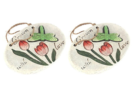 2 ADET ASILABİLİR BALKON VE BAHÇE SÜSÜ YEŞİL YUSUFÇUK DESENLİ OVAL 17X15X1,3CM DUVAR SÜSÜ,TAŞI BALKON,BAHÇE VE ODA DEKOR  HOŞGELDİNİZ TABLO,TABELA