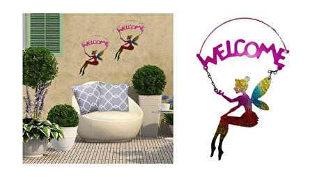 2 ADET BALKON VE BAHÇE HOŞGELDİNİZ TABELASI,MELEK FİGÜRLÜ PEMBE 30X18X0,5CM  DUVAR SÜSÜ BALKON,BAHÇE VE ODA DEKOR  HOŞGELDİNİZ TABLO,TABELA