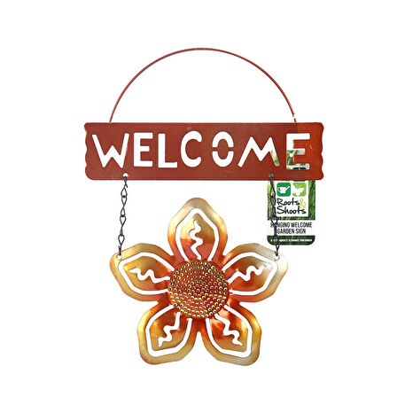 2 ADET BALKON VE BAHÇE HOŞGELDİNİZ TABELASI ALTIN ÇİÇEKLİ 26X20X0,2CM  DUVAR SÜSÜ BALKON,BAHÇE VE ODA DEKOR  HOŞGELDİNİZ TABLO,TABELA