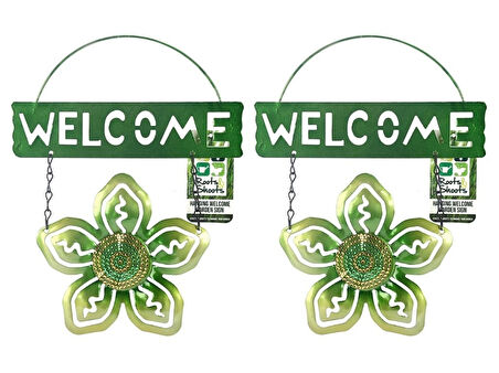 2 ADET BALKON VE BAHÇE HOŞGELDİNİZ TABELASI YEŞİL ÇİÇEKLİ 26X20X0,2CM  DUVAR SÜSÜ BALKON,BAHÇE VE ODA DEKOR  HOŞGELDİNİZ TABLO,TABELA