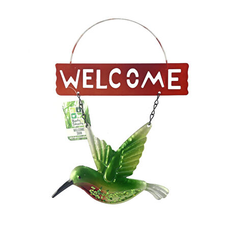 2 ADET BALKON VE BAHÇE HOŞGELDİNİZ TABELASI KUŞLU ALTIN TABELA 28X20X0,5CM