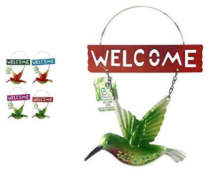 2 ADET BALKON VE BAHÇE HOŞGELDİNİZ TABELASI KUŞLU ALTIN TABELA 28X20X0,5CM