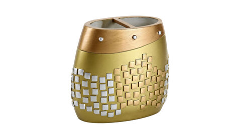 2 ADET KALEMLİK ALTIN MOZAİK POLİRESİN OFİS GERECİ  10X10X5CM