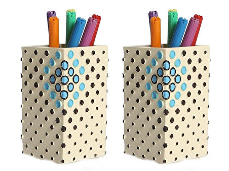 2 ADET KALEMLİK PUANLI MODEL OFİS GERECİ 6X6X10CM 200ML