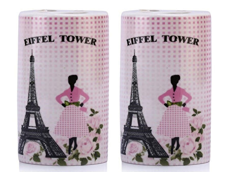 2 ADET KALEMLİK EYFEL KULESİ MODEL SERAMİK OFİS GERECİ  7X7X11CM