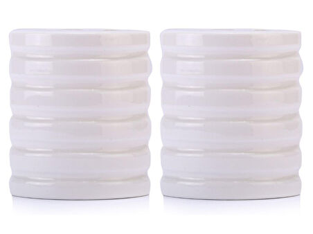 2 ADET KALEMLİK OVAL ÇİZGİLİ MODEL SERAMİK OFİS GERECİ  9X6X11CM