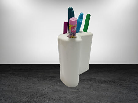 2 ADET KALEMLİK ÇİÇEKLİ OVAL MODEL SERAMİK OFİS GERECİ  8X5X10CM