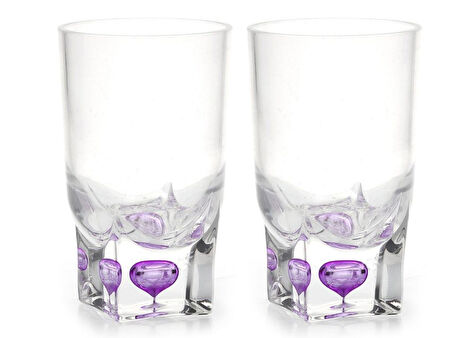 2 ADET KALEMLİK MOR DAMLALI  AKRİLİK OFİS GERECİ 7X7X13CM