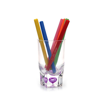 2 ADET KALEMLİK MOR DAMLALI  AKRİLİK OFİS GERECİ 7X7X13CM