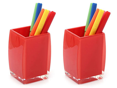 2 ADET KALEMLİK KALPLİ MODEL OFİS GERECİ 6X6X10CM